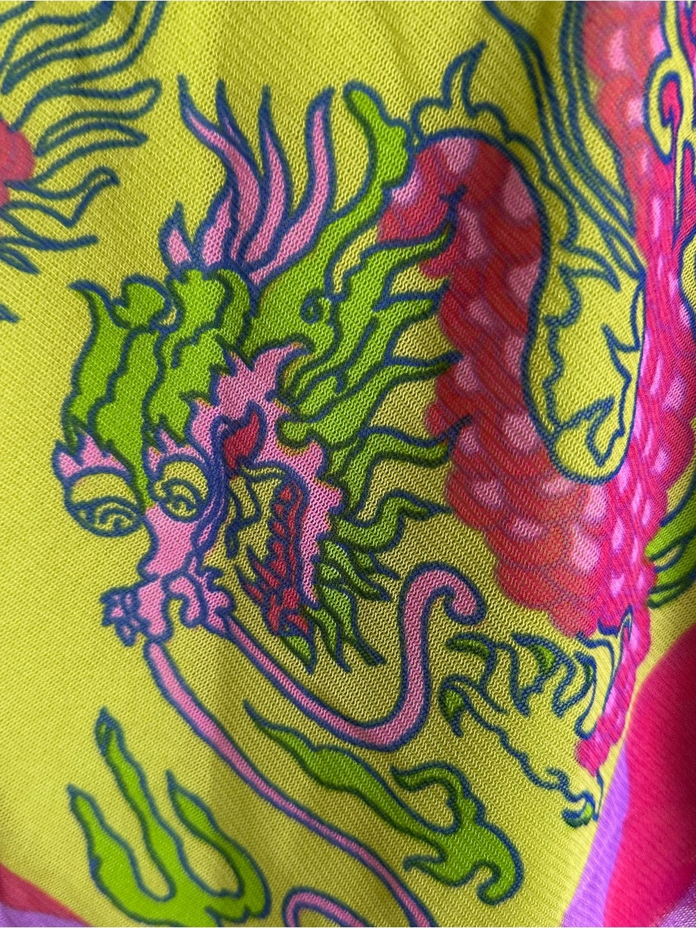 Vintage Y2K Astuces Tank Top Green Dragon Pink Mesh Asymmetrical Fairy Grunge - Picture 2 of 13